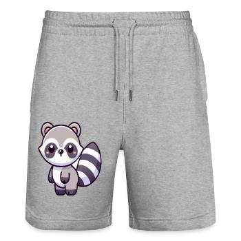 Raccoon - Stanley/Stella Trainer Unisex Organic Jogging Shorts - heather grey - Front - Nik (191cm) & Marisol (170cm)