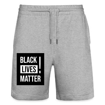 Black Lives Matter ! - Stanley/Stella Unisex Bio Joggingshorts Trainer  - Grau meliert - Vorne - Nik (191cm) & Marisol (170cm)