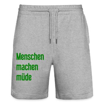 People make you tired - Funny saying - Stanley/Stella Trainer Unisex Organic Jogging Shorts - heather grey - Front - Nik (191cm) & Marisol (170cm)