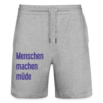 Les gens vous fatiguent - Drôle de dicton - Short de jogging bio TRAINER Stanley/Stella unisexe - gris chiné - Devant - Nik (191cm) & Marisol (170cm)