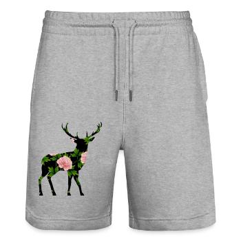 Cerf - Short de jogging bio TRAINER Stanley/Stella unisexe - gris chiné - Devant - Nik (191cm) & Marisol (170cm)