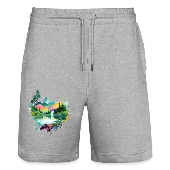Serene Landscape Calm Tranquil Nature Outdoors - Stanley/Stella Trainer Unisex Organic Jogging Shorts - heather grey - Front - Nik (191cm) & Marisol (170cm)