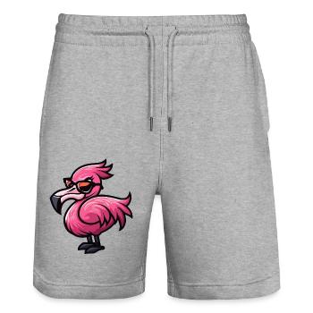 Flamingo Comic Cool - Stanley/Stella Unisex Bio Joggingshorts Trainer  - Grau meliert - Vorne - Nik (191cm) & Marisol (170cm)