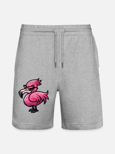 Flamingo Comic Cool - Stanley/Stella Unisex Bio Joggingshorts Trainer  - Grau meliert