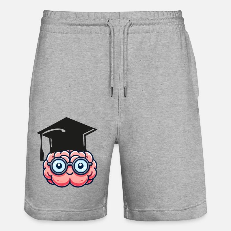 brain comic nerd student - Stanley/Stella Trainer Unisex Organic Jogging Shorts - heather grey