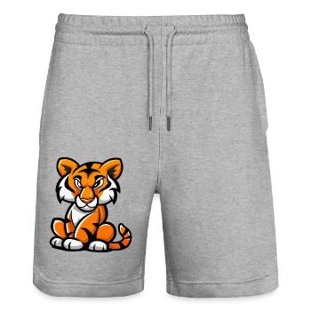 Bande dessinée Tiger - Short de jogging bio TRAINER Stanley/Stella unisexe - gris chiné - Devant - Nik (191cm) & Marisol (170cm)