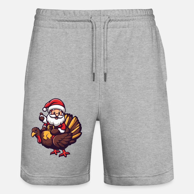 Truthan Père Noël dessin animé - Short de jogging bio TRAINER Stanley/Stella unisexe - gris chiné