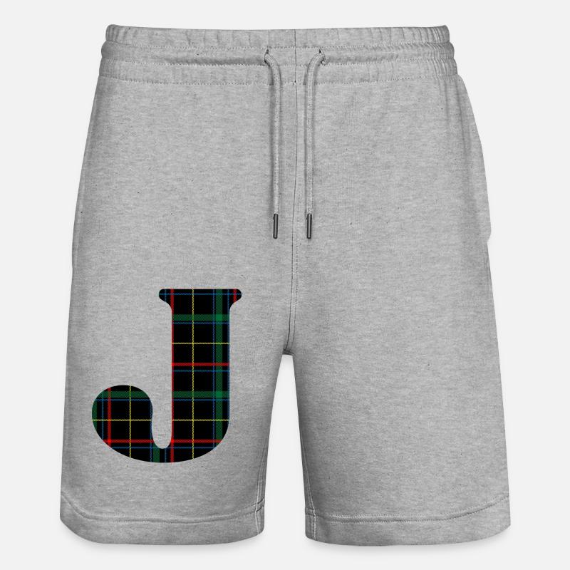 Monogramme j tartan écossais - Short de jogging bio TRAINER Stanley/Stella unisexe - gris chiné