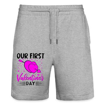 xoxo love you amore Blumen Frauen Valentinstag 14 - Stanley/Stella Unisex Bio Joggingshorts Trainer  - Grau meliert - Vorne - Nik (191cm) & Marisol (170cm)