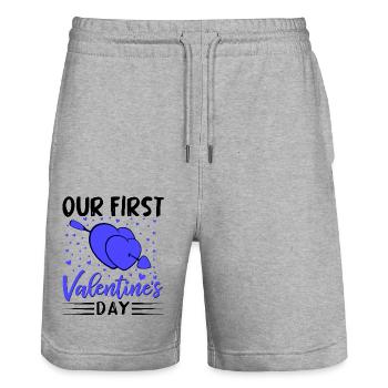 xoxo love you amore Blumen Frauen Valentinstag 14 - Stanley/Stella Unisex Bio Joggingshorts Trainer  - Grau meliert - Vorne - Nik (191cm) & Marisol (170cm)