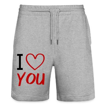 Je t’aime - Short de jogging bio TRAINER Stanley/Stella unisexe - gris chiné - Devant - Nik (191cm) & Marisol (170cm)