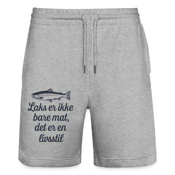 Laks er ikke bare mat det er en livsstil - Stanley/Stella Unisex Bio Joggingshorts Trainer  - Grau meliert - Vorne - Nik (191cm) & Marisol (170cm)