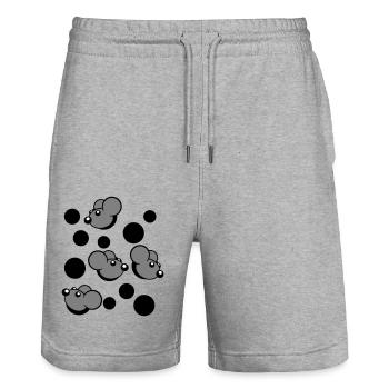 Beaucoup de souris regardant 4 trous de souris motif de trou mural - Short de jogging bio TRAINER Stanley/Stella unisexe - gris chiné - Devant - Nik (191cm) & Marisol (170cm)