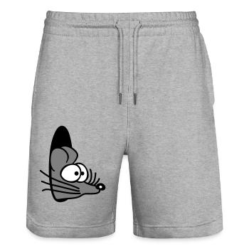 Maus Wand Loch Mauseloch Guckt Süß Lustig Comic - Stanley/Stella Unisex Bio Joggingshorts Trainer  - Grau meliert - Vorne - Nik (191cm) & Marisol (170cm)