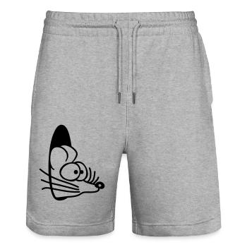 Maus Wand Loch Mauseloch Guckt Süß Lustig Comic - Stanley/Stella Unisex Bio Joggingshorts Trainer  - Grau meliert - Vorne - Nik (191cm) & Marisol (170cm)