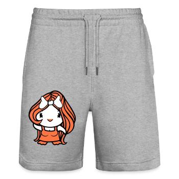 Vogel Dame Frau weiblich hübsches Kleid Schleife - Stanley/Stella Unisex Bio Joggingshorts Trainer  - Grau meliert - Vorne - Nik (191cm) & Marisol (170cm)