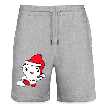 Ente Weihnachtsmann Geschenke Weihnachten Nikolaus - Stanley/Stella Unisex Bio Joggingshorts Trainer  - Grau meliert - Vorne - Nik (191cm) & Marisol (170cm)