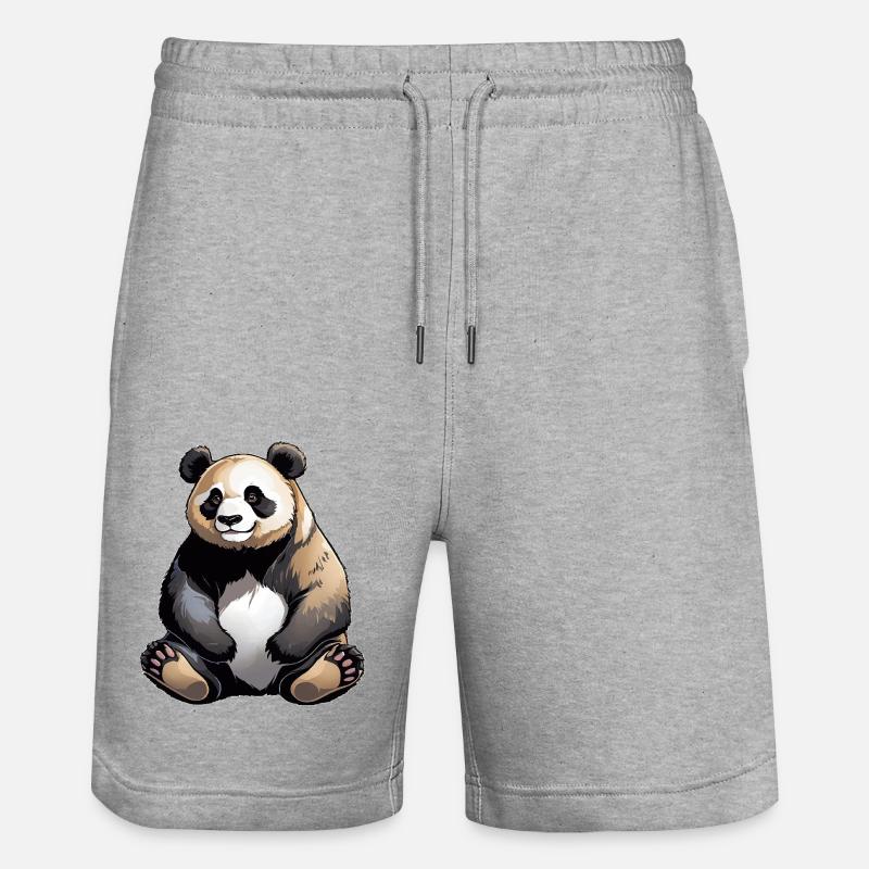 Panda - Conception d’animaux mignons - Short de jogging bio TRAINER Stanley/Stella unisexe - gris chiné