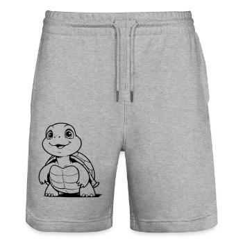 Cute turtle as vector illustration - Stanley/Stella Trainer Unisex Organic Jogging Shorts - heather grey - Front - Nik (191cm) & Marisol (170cm)