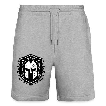 Spartaner Helm Wappen - Stanley/Stella Unisex Bio Joggingshorts Trainer  - Grau meliert - Vorne - Nik (191cm) & Marisol (170cm)