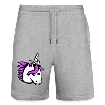 Einhorn Mädchen Hübsch Freundlich Cartoon Pferd - Stanley/Stella Unisex Bio Joggingshorts Trainer  - Grau meliert - Vorne - Nik (191cm) & Marisol (170cm)