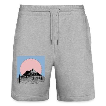 Mountain Aesthetic Aesthetics Graphic - Stanley/Stella Trainer Unisex Organic Jogging Shorts - heather grey - Front - Nik (191cm) & Marisol (170cm)