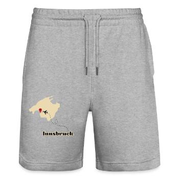 Reiseziel Mallorca Flug von Innsbruck - Stanley/Stella Unisex Bio Joggingshorts Trainer  - Grau meliert - Vorne - Nik (191cm) & Marisol (170cm)