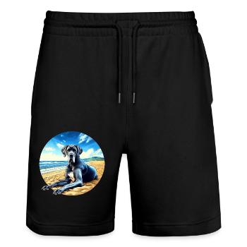 Dogue Allemand Sur La Plage - Short de jogging bio TRAINER Stanley/Stella unisexe - noir - Devant - Nik (191cm) & Marisol (170cm)