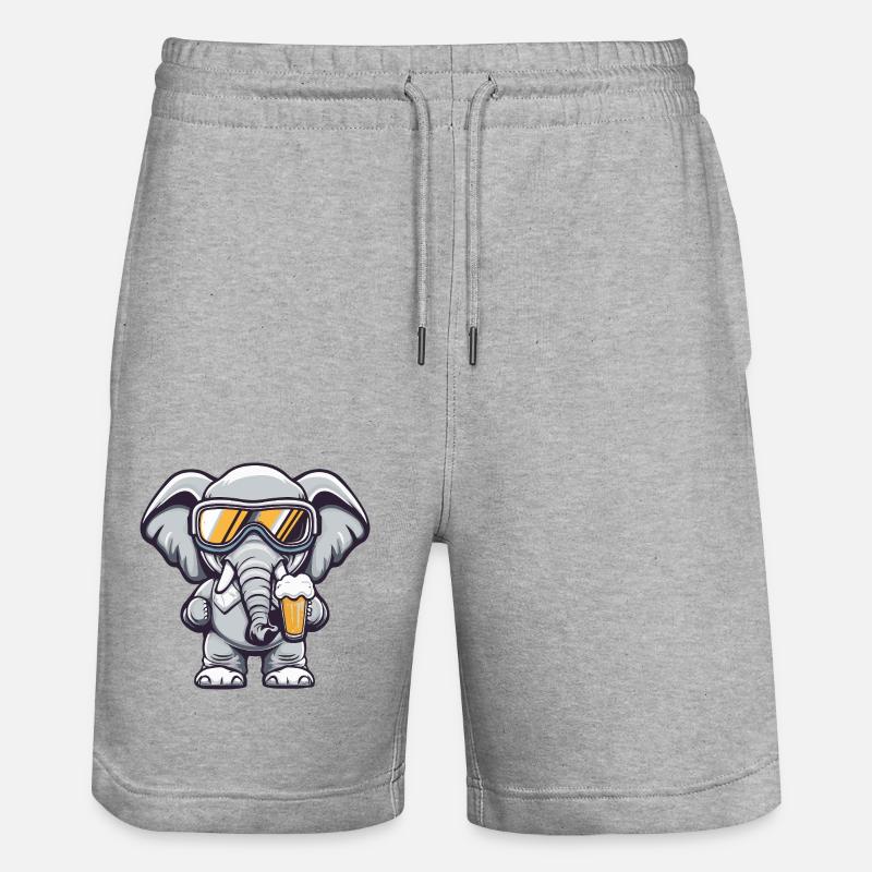 Elefant Apres Ski Bier Comic - Stanley/Stella Unisex Bio Joggingshorts Trainer  - Grau meliert