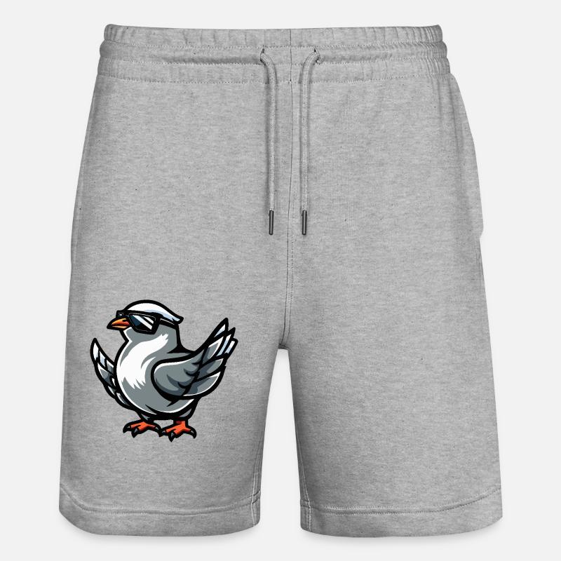 Taube Vogel Cool Comic - Stanley/Stella Unisex Bio Joggingshorts Trainer  - Grau meliert