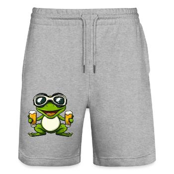 Frosch Apres Ski Bier - Stanley/Stella Unisex Bio Joggingshorts Trainer  - Grau meliert - Vorne - Nik (191cm) & Marisol (170cm)