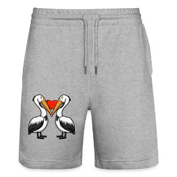 Pelikan Vogel Paar Verliebt Valentinstag - Stanley/Stella Unisex Bio Joggingshorts Trainer  - Grau meliert - Vorne - Nik (191cm) & Marisol (170cm)