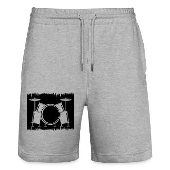 Schlagzeug Schlagzeuger Geschenke - Stanley/Stella Unisex Bio Joggingshorts Trainer  - Grau meliert - Vorne - Nik (191cm) & Marisol (170cm)