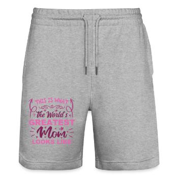 So sieht die beste Mutter der Welt aus - Stanley/Stella Unisex Bio Joggingshorts Trainer  - Grau meliert - Vorne - Nik (191cm) & Marisol (170cm)
