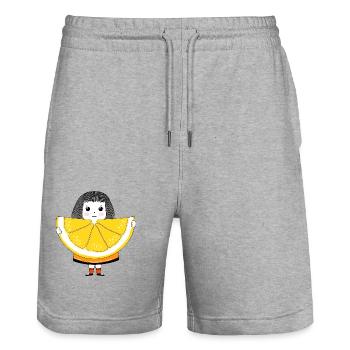 Fille et Orange - Short de jogging bio TRAINER Stanley/Stella unisexe - gris chiné - Devant - Nik (191cm) & Marisol (170cm)
