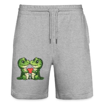 Alligator Paar Liebe - Stanley/Stella Unisex Bio Joggingshorts Trainer  - Grau meliert - Vorne - Nik (191cm) & Marisol (170cm)