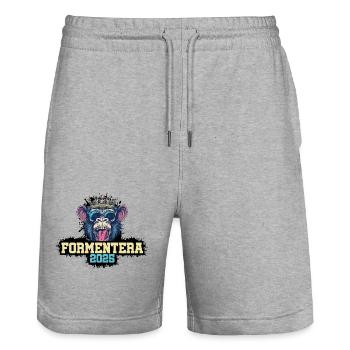 Formentera 2025 Affe - Stanley/Stella Unisex Bio Joggingshorts Trainer  - Grau meliert - Vorne - Nik (191cm) & Marisol (170cm)
