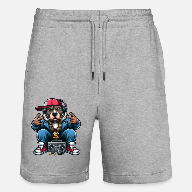 Pitbull Der DJ - Stanley/Stella Unisex Bio Joggingshorts Trainer - Grau meliert
