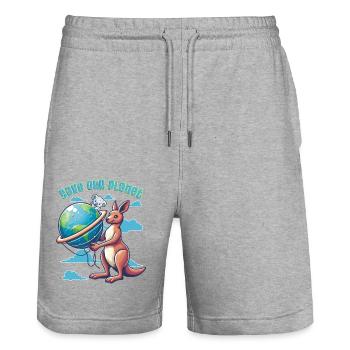 Save Our Planet Koala Kangaroo Earth Day Animal - Stanley/Stella Trainer Unisex Organic Jogging Shorts - heather grey - Front - Nik (191cm) & Marisol (170cm)