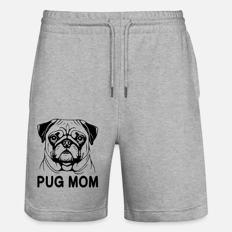 Mops Mom - Stanley/Stella Unisex Bio Joggingshorts Trainer  - Grau meliert