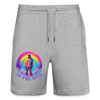 Arc-en-ciel - Short de jogging bio TRAINER Stanley/Stella unisexe - gris chiné - Devant - Nik (191cm) & Marisol (170cm)