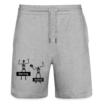 Boring vs ADHD ADHS Spruch Geschenk - Stanley/Stella Unisex Bio Joggingshorts Trainer  - Grau meliert - Vorne - Nik (191cm) & Marisol (170cm)