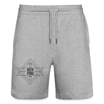 Beer Pong Crest - Stanley/Stella Unisex Bio Joggingshorts Trainer  - Grau meliert - Vorne - Nik (191cm) & Marisol (170cm)