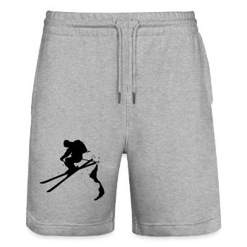 Ski freerider - Stanley/Stella Unisex Bio Joggingshorts Trainer  - Grau meliert - Vorne - Nik (191cm) & Marisol (170cm)
