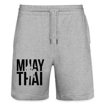 muay thai - Stanley/Stella Trainer Unisex Organic Jogging Shorts - heather grey - Front - Nik (191cm) & Marisol (170cm)