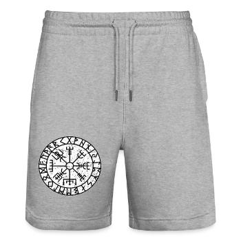Viking Compass Vegvisir Viking Celts symbol - Stanley/Stella Trainer Unisex Organic Jogging Shorts - heather grey - Front - Nik (191cm) & Marisol (170cm)