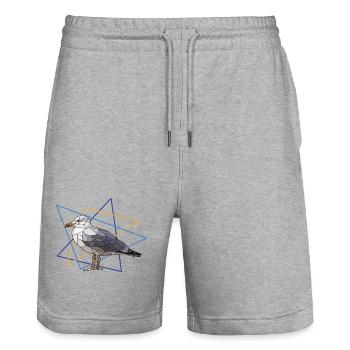 gull - Stanley/Stella Trainer Unisex Organic Jogging Shorts - heather grey - Front - Nik (191cm) & Marisol (170cm)