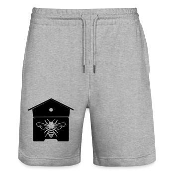 Maison d’abeilles ou nid d’abeilles - Short de jogging bio TRAINER Stanley/Stella unisexe - gris chiné - Devant - Nik (191cm) & Marisol (170cm)