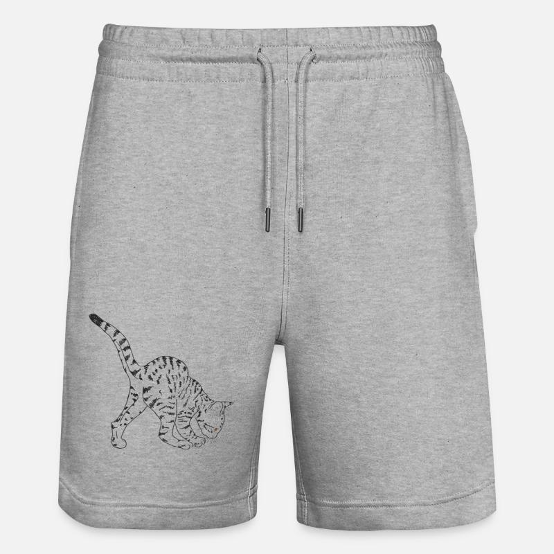 Chat noir - Short de jogging bio TRAINER Stanley/Stella unisexe - gris chiné