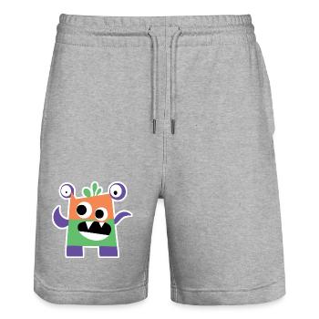 Colorful Block Monster | Funny Geometric Chibi - Stanley/Stella Trainer Unisex Organic Jogging Shorts - heather grey - Front - Nik (191cm) & Marisol (170cm)